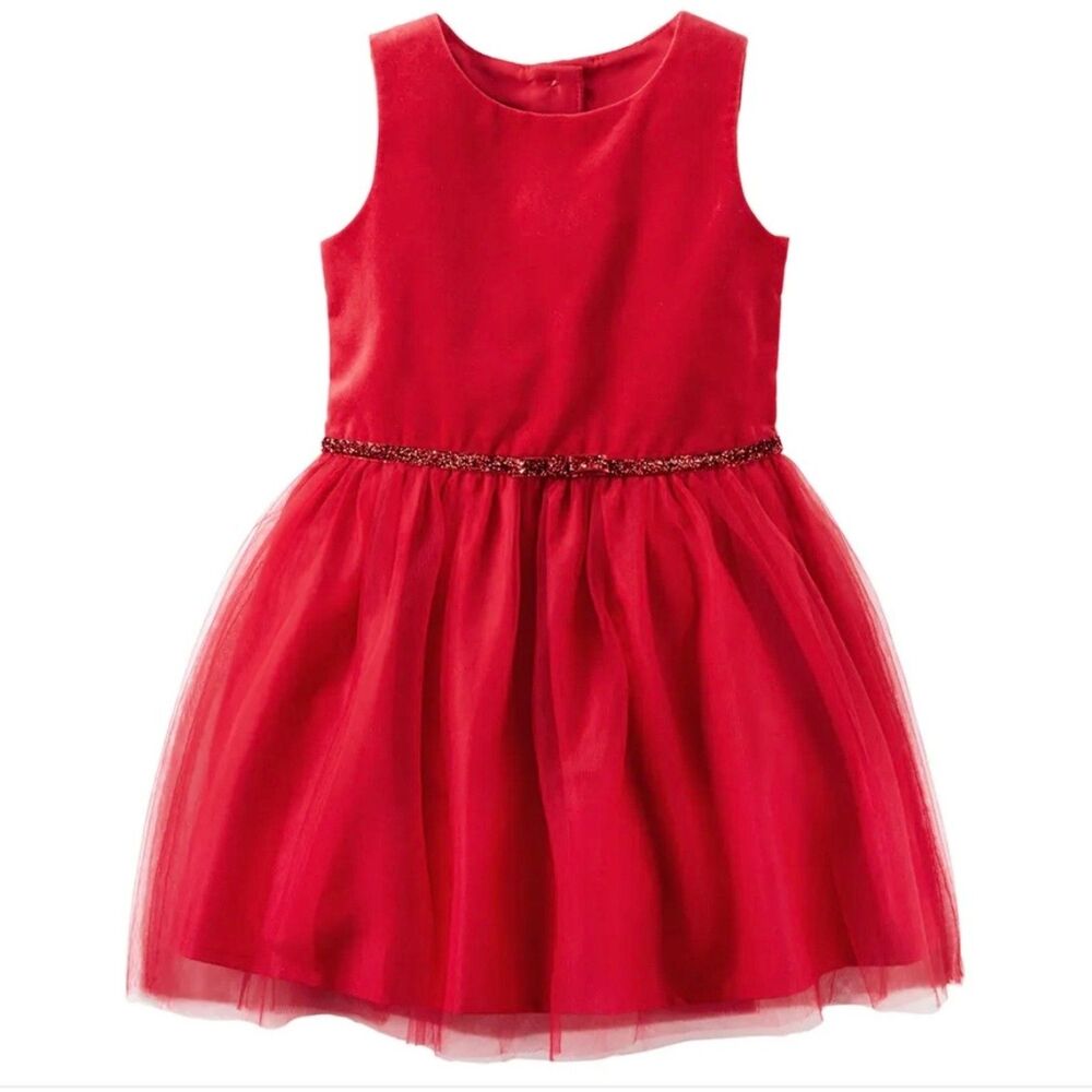 Carters Toddler 5 Red Velveteen Dress Christmas
